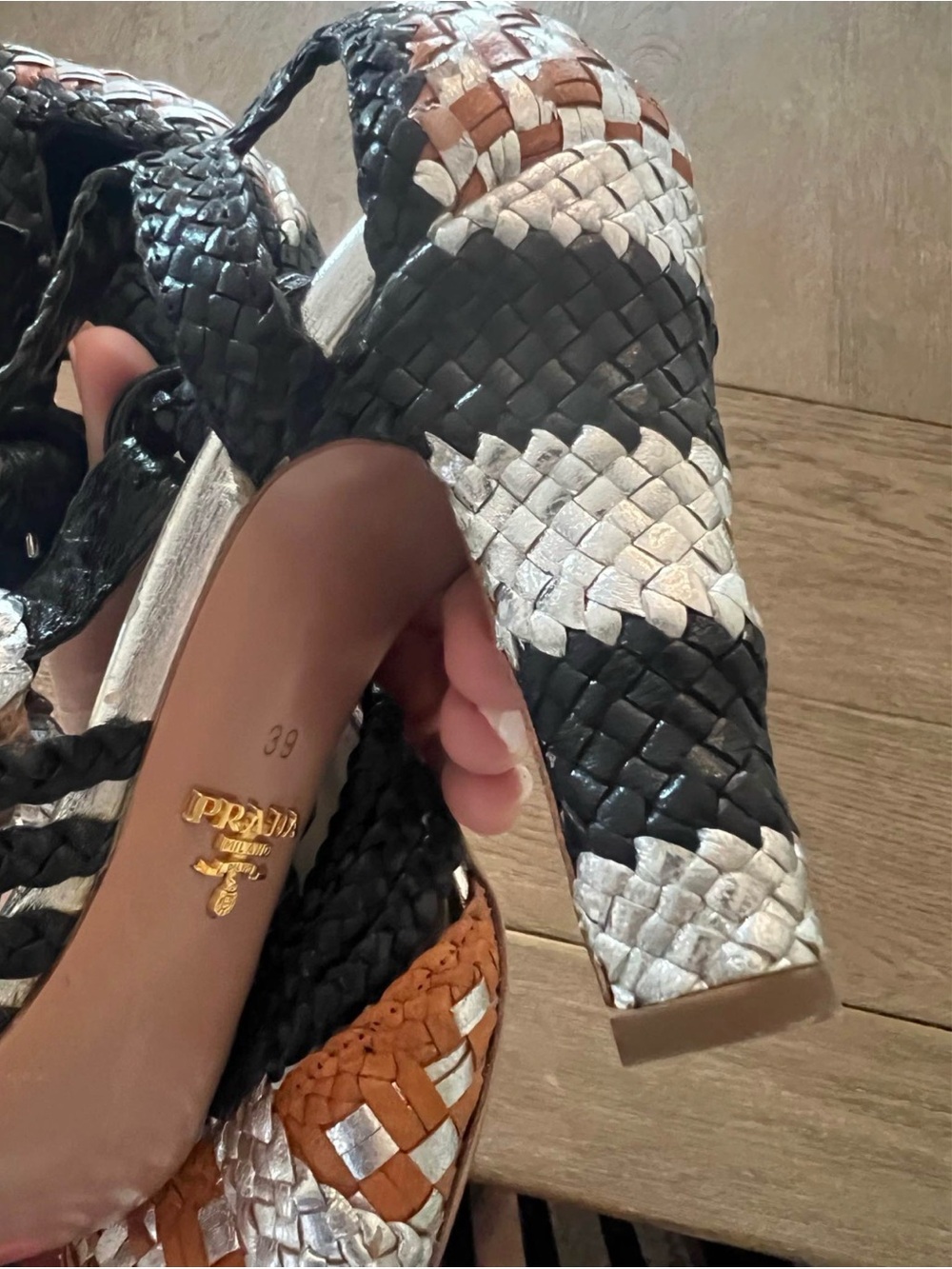 Prada Madras Leather T-Strap Heel - Picture 4 of 10